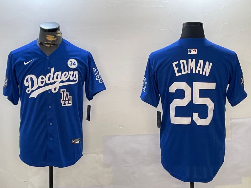 Men Los Angeles Dodgers 25 Edman Blue Game 2024 Nike MLB Jersey style 11214
